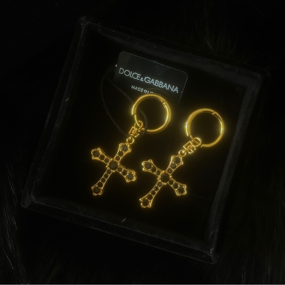 Dolce & Gabbana Gold Cross Earrings